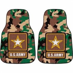 New 💯 Fan Mats Army Camouflage Printed Car Mats 2 Pc. Set 😀