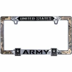 Cheap 🧨 Elektroplate Army "USA" All Metal License Plate Frame 🔥