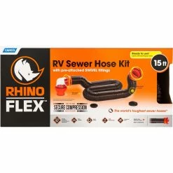 New ⌛ Camco RhinoFLEX 15 Ft. Sewer Hose Kit With 4 In 1 Elbow Caps ❤️