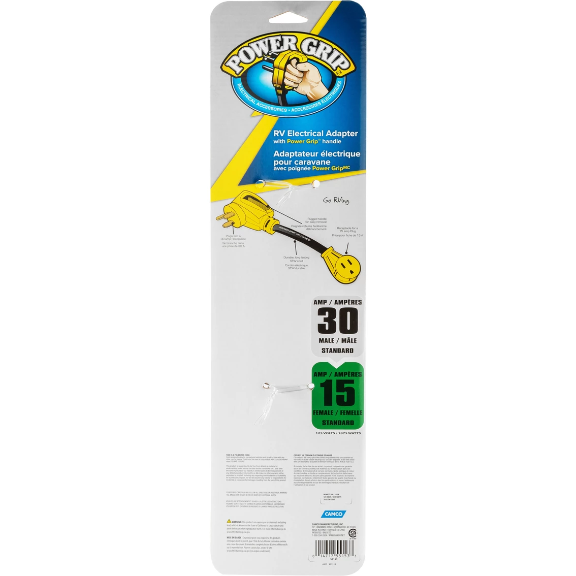 Deals ๐ Camco RV 12 In. 30AM/15AF 125V/1875W PowerGrip ๐ Dogbone Electrical Adapter ๐ 4 Deals ๐ Camco RV 12 In. 30AM/15AF 125V/1875W PowerGrip ๐ Dogbone Electrical Adapter ๐ - Image 2